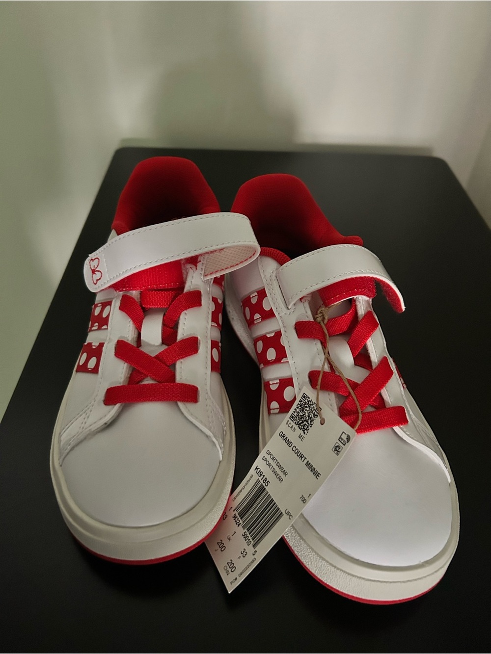 adidas Kids White and Red Polka Dot Sneakers